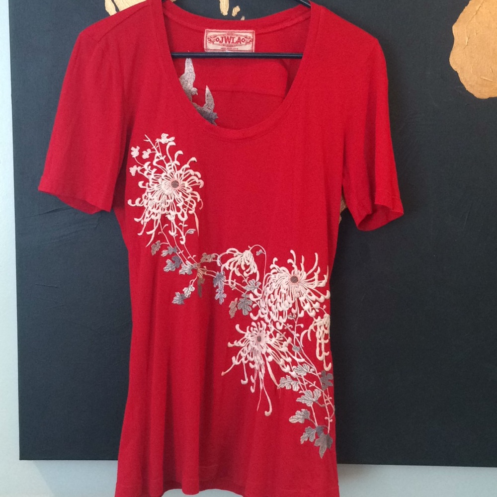 JWLA T-shirt.  Embroidered front and back detail.